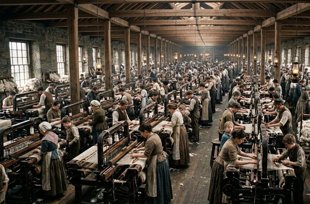 usine à tisser le coton au 18è siècle